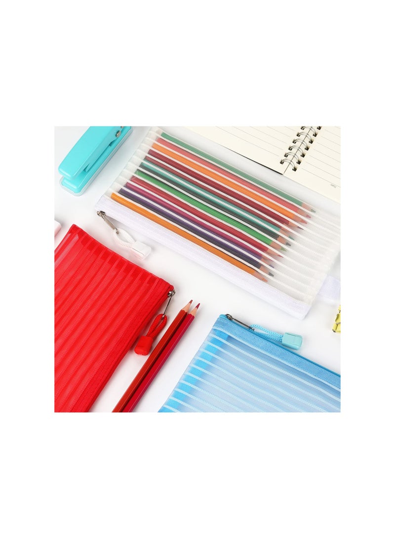 Zikra Zipper Mesh Pouch, Pencil Pouch Multicolor Pen Bag Multipurpose for Office Supplies Travel Storage Bags, for Cosmetic Makeup Office School Supplies and Travel Accessories, 10 Colors (10 Pack) - Image 5