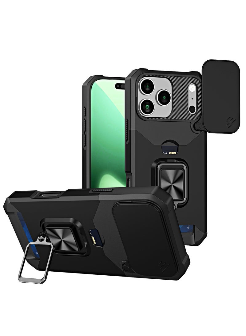 general Case for iPhone 17 Pro Max, Military Grade TPU+PC 【Built-in Magnetic Kickstand】 Dual-Layer Design Card Slot Heavy Duty Shockproof Protection Phone Case for iPhone 17 Pro Max,6.9 inch - Image 1
