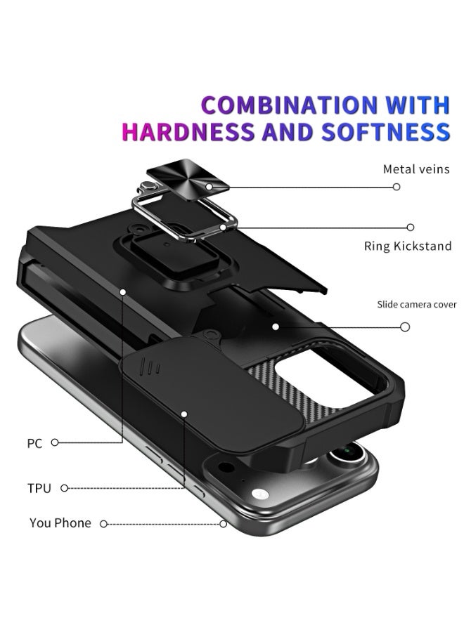 general Case for iPhone 17 Pro Max, Military Grade TPU+PC 【Built-in Magnetic Kickstand】 Dual-Layer Design Card Slot Heavy Duty Shockproof Protection Phone Case for iPhone 17 Pro Max,6.9 inch - Image 5