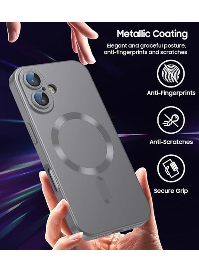 Compatible with Magnetic Case for iPhone 16 [Compatible with MagSafe] Built-in Camera Lens Protector Soft TPU Bumper Luster Smooth Shockproof Anti-Scratch Phone Cases for iPhone 16 (Gray) - Image 5