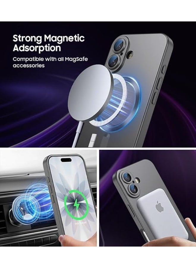 Compatible with Magnetic Case for iPhone 16 [Compatible with MagSafe] Built-in Camera Lens Protector Soft TPU Bumper Luster Smooth Shockproof Anti-Scratch Phone Cases for iPhone 16 (Gray) - Image 3