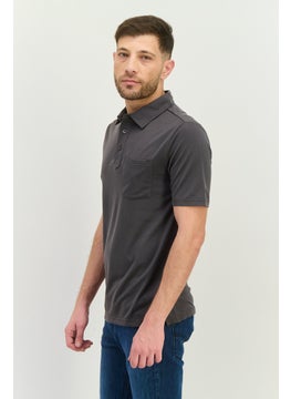 Swiss Alps Men Regular Fit Short Sleeve Textured Pattern Polo Shirt, Grey  - Image 2
