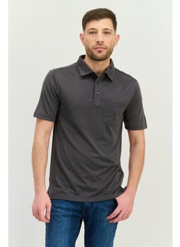 Swiss Alps Men Regular Fit Short Sleeve Textured Pattern Polo Shirt, Grey  - Image 1