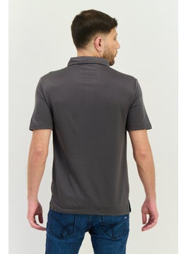 Swiss Alps Men Regular Fit Short Sleeve Textured Pattern Polo Shirt, Grey  - Image 3