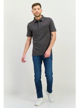Swiss Alps Men Regular Fit Short Sleeve Textured Pattern Polo Shirt, Grey  - Image 4