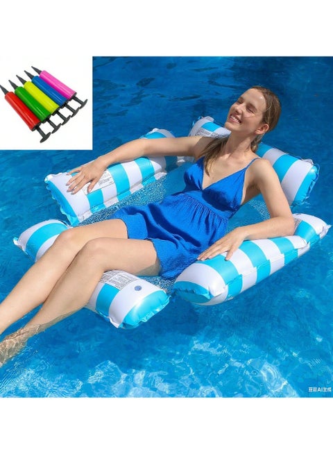 Inflatable Pool Float Chair Lounge for Adults and Kids Floating,Stripe Pattern Float Hammock for Pool Party Summer Water Fun