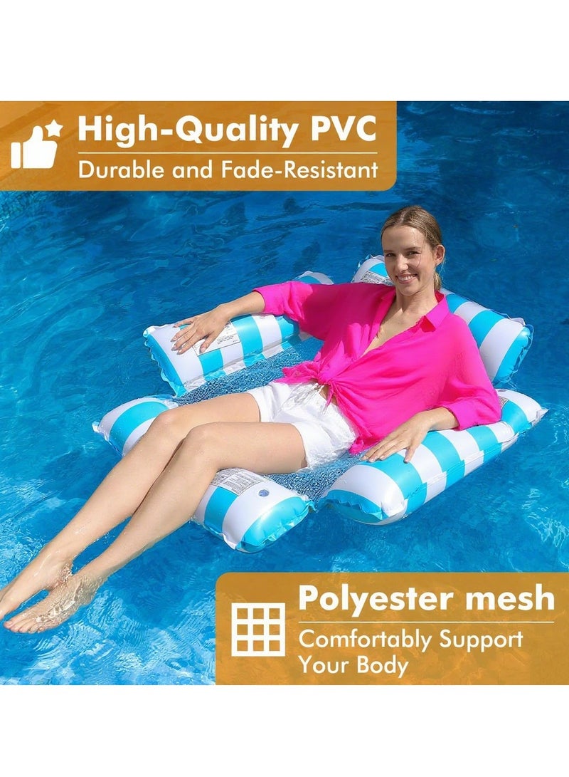 Inflatable Pool Float Chair Lounge for Adults and Kids Floating,Stripe Pattern Float Hammock for Pool Party Summer Water Fun