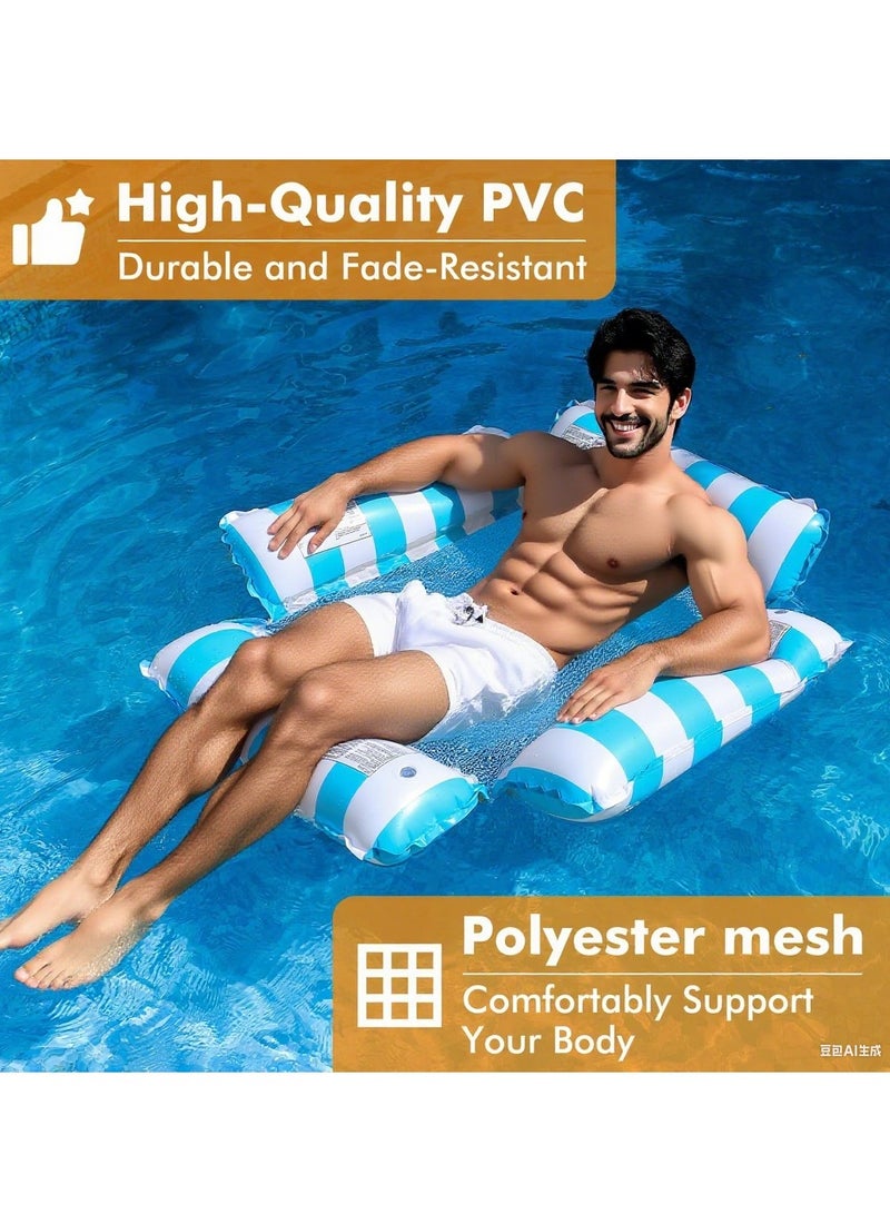 Inflatable Pool Float Chair Lounge for Adults and Kids Floating,Stripe Pattern Float Hammock for Pool Party Summer Water Fun