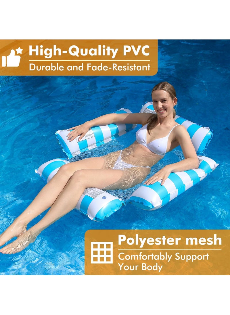 KYD - Inflatable Pool Float Chair Lounge for Adults and Kids Floating,Stripe Pattern Float Hammock for Pool Party Summer Water Fun - Image 1