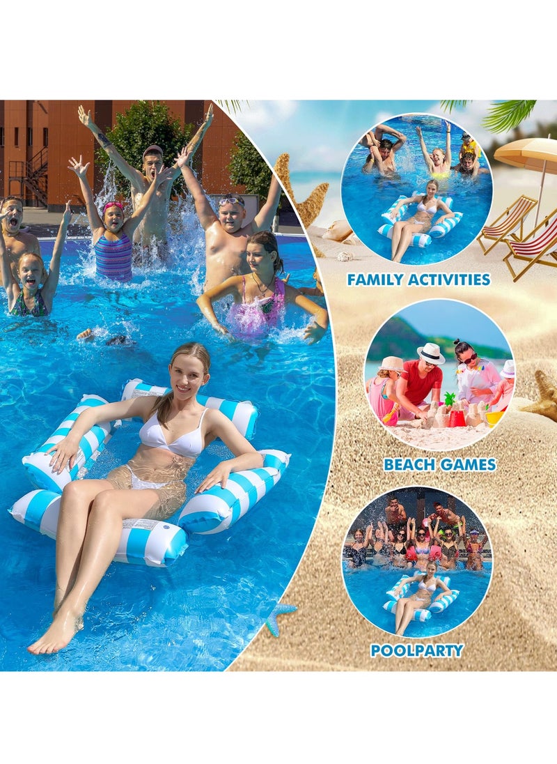 KYD - Inflatable Pool Float Chair Lounge for Adults and Kids Floating,Stripe Pattern Float Hammock for Pool Party Summer Water Fun - Image 1