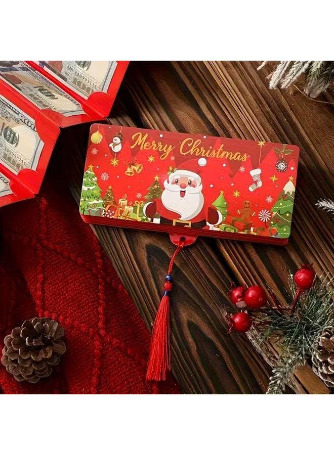 Red Christmas Cash Gift Card Holder 10 Compartment Santa Snowflake Tree Design Holiday Party Favors - Image 1