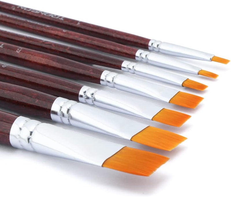 TRANSON Flat Paint Brush Set 7pcs for Acrylic Watercolor Gouache Oil and Body Painting - Image 3