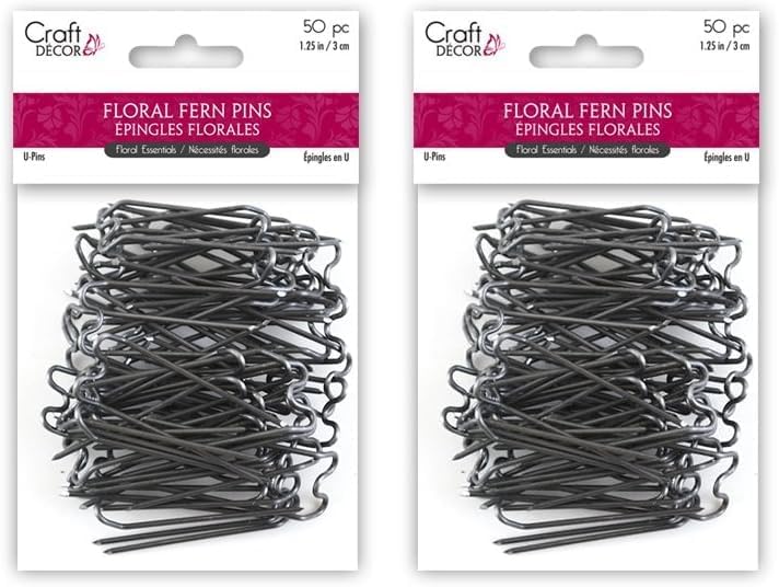 Craft Decor FL035 Greening Fern Pins, 1.25in Floral U-Pins, 50/Pkg (Pack of 2)