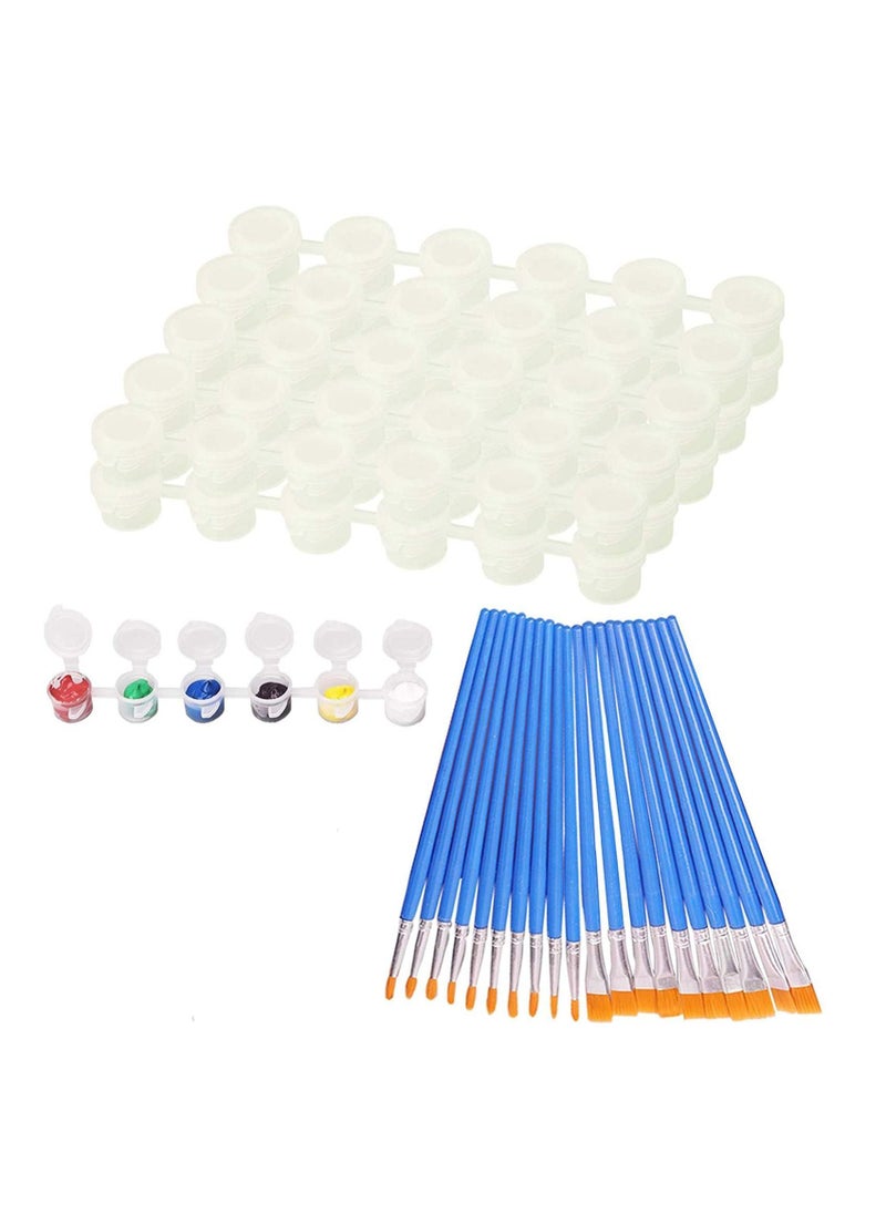 Y&D - 10 Strips 60 Pots Empty Paint with Lid Mini Storage Container, 20Pcs Brushes Art Craft Supplies for Classroom School(3ml/0.1oz) (3ML, Strips, and 20 Brushes) - Image 1