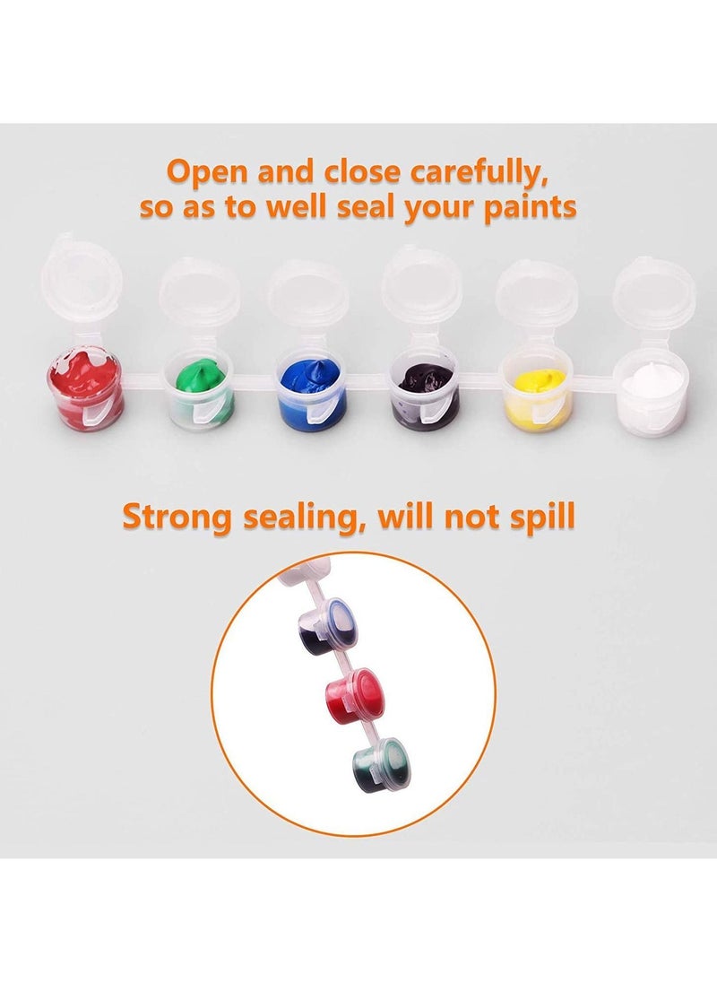 Y&D - 10 Strips 60 Pots Empty Paint with Lid Mini Storage Container, 20Pcs Brushes Art Craft Supplies for Classroom School(3ml/0.1oz) (3ML, Strips, and 20 Brushes) - Image 1