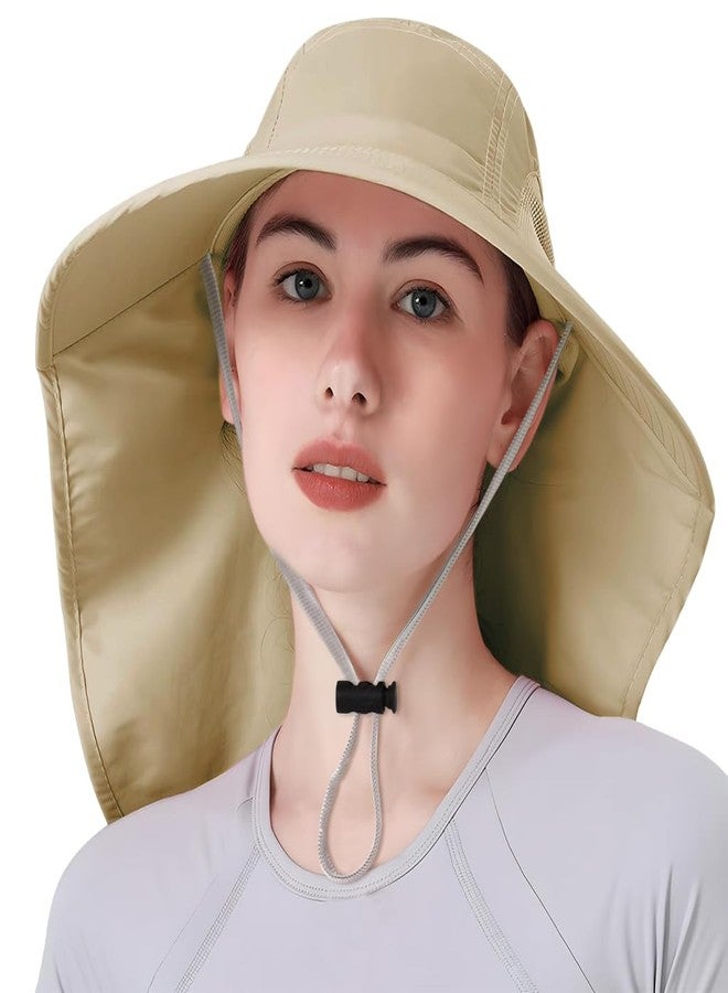 GUSTAVE® Ultra-Light Sun Hat for Women With Wide Brim & Neck Flap, UPF 50+ Protection, Adjustable Chin Strap, Breathable Side Mesh - Perfect For Hiking, Fishing & Gardening, Fits 22-24" Heads - Image 1