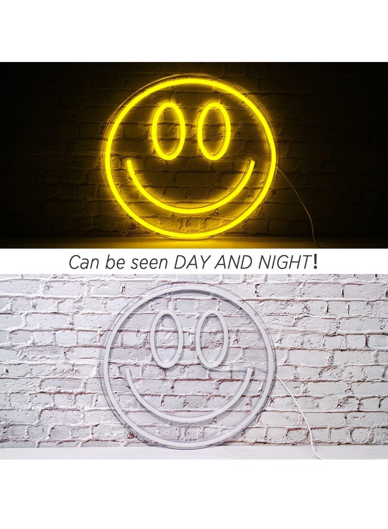 Smile Face Neon Lights Sign Led Light Wall Decor Smiley Up Signs USB Powered Yellow for Bedroom Kids Room Wedding Party Decoration  - Image 4