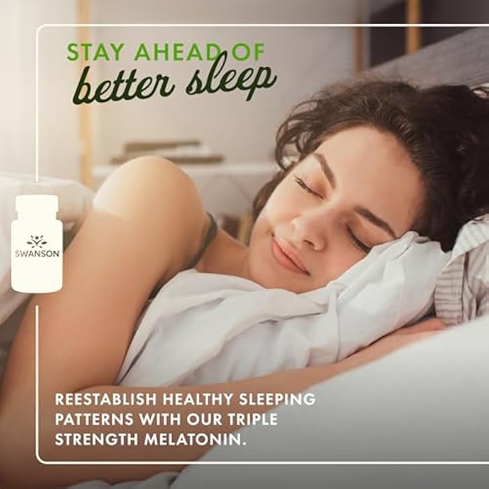 Swanson Triple Strength Melatonin - Natural Sleep Support for Disrupted Sleep Cycles - (60 Capsules, 10mg Each) - Image 2