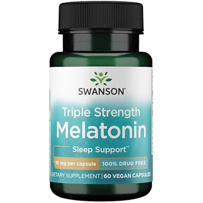 Swanson Triple Strength Melatonin - Natural Sleep Support for Disrupted Sleep Cycles - (60 Capsules, 10mg Each) - Image 1