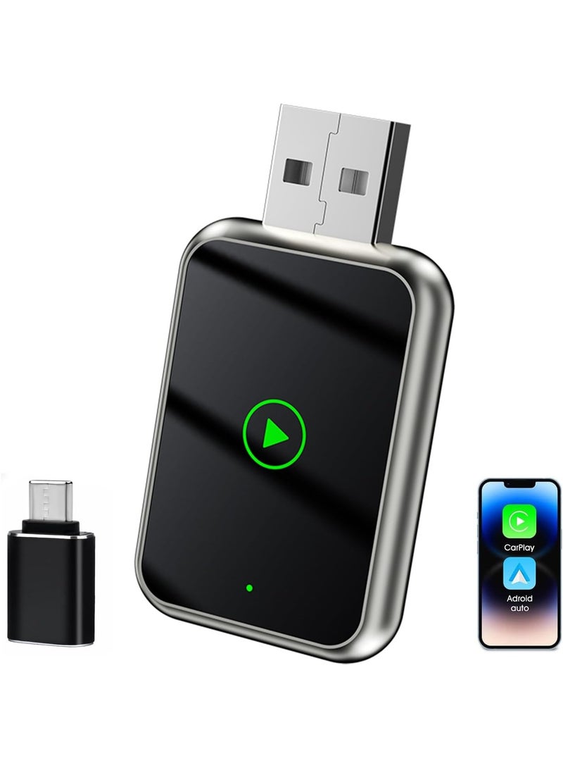 2-in-1 CarPlay & Android Auto Wireless Adapter – Convert Wired to Wireless – Mini Plug & Play – USB & Type-C – Compatible with iPhone & Android - Image 1