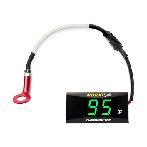 NORXI Motorcycle Engine Temperature Meter Fahrenheit OverTemperature Alert Engine Temperature Gauge with Probe Sensor Adapter for Most Marine ATV Generator Lawn Tractor MotorcycleGreen 10mm Sensor - Image 1