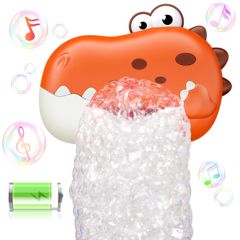 WAVISA Baby Bath Toys for Kids Ages 13 48 Rechargeable Dinosaur Bath Bubble Machine with Music for Toddlers Baby Bathtub Toys Easter Basket Stuffers Bath Bubble Maker for Toddlers Kids Boys Girls - Image 3