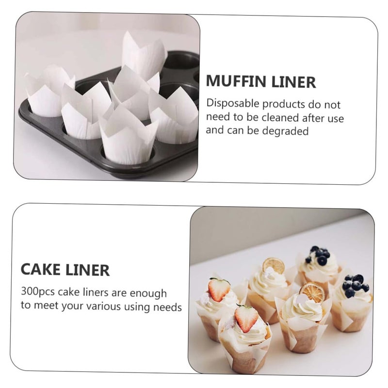 300pcs Tulip Cake Cups Oil Proof High Temperature Resistant Muffin Liners for Baking Desserts - Image 5