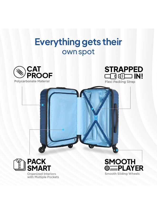 American Tourister Ivy Nxt 55CM Small 4 Spinner Wheels Hard Luggage Polycarbonate Cabin Trolley Bags for Travel with Mounted TSA Lock for Unisex - Blue, 1 Piece - Image 2