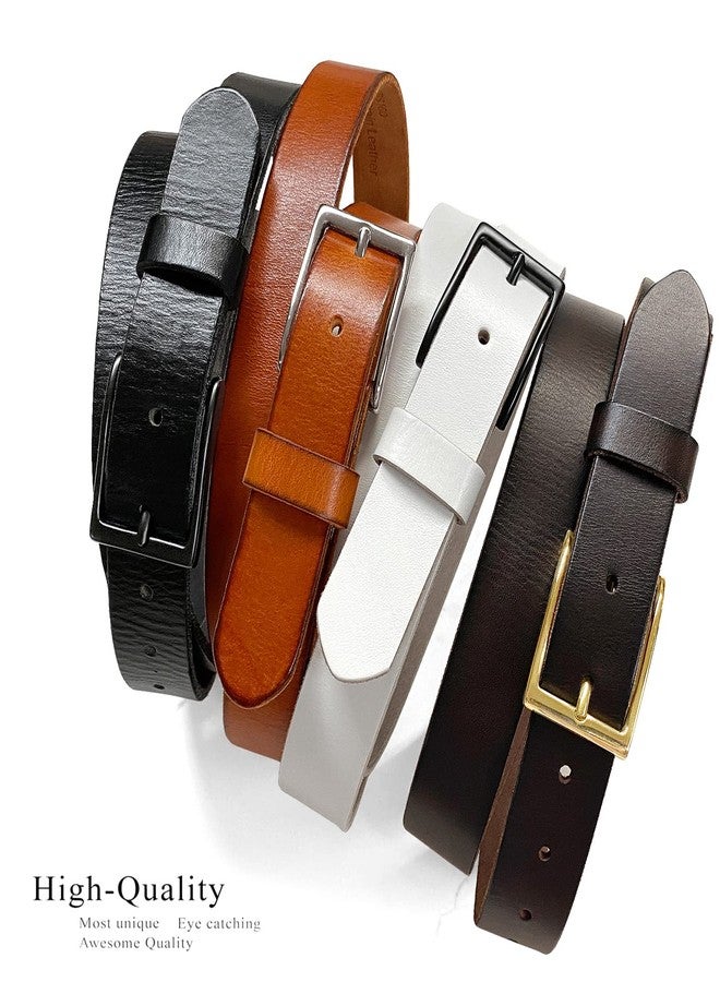 Belts.com Women's Belts One Piece Full Grain Genuine Leather Casual Dress Belt 1-1/8" (30mm) wide (Brown-Silver, 34) - Image 3