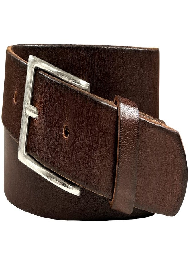 Belts.com Women's Belts One Piece Full Grain Genuine Leather Casual Dress Belt 1-1/8" (30mm) wide (Brown-Silver, 34) - Image 1