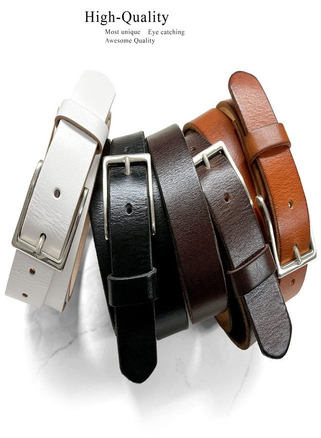Belts.com Women's Belts One Piece Full Grain Genuine Leather Casual Dress Belt 1-1/8" (30mm) wide (Brown-Silver, 34) - Image 2