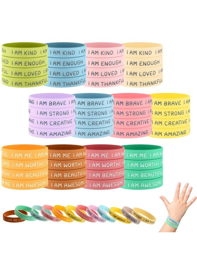 Sratte 48 Pcs Kids Inspirational Silicone Wristbands Motivational Quotes Rubber Bracelets 2.2 Inch Stretch Unisex Wrist Bands Students Graduation Gift From Teachers For Classroom School Prizes(Fresh Color)  - Image 1