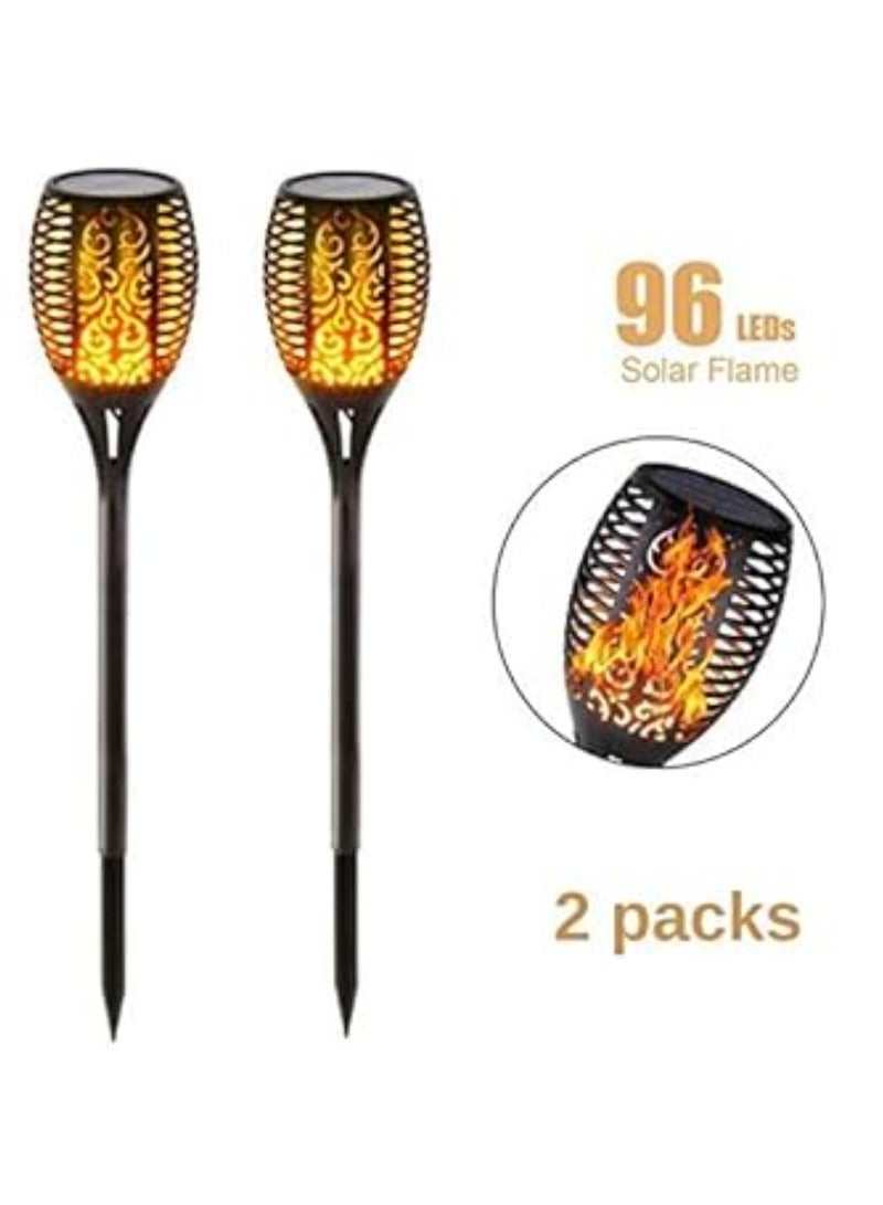 دريمزون أضواء الطاقة الشمسية ترقية ضوء التخييم 58CM IP65 للماء الخفقان اللهب 33 أضواء LED المشاعل في الهواء الطلق المشهد الشمسي الديكور الإضاءة السيارات تشغيل / إيقاف أضواء المسار لحديقة الفناء ساحة 4 قطع - Image 2