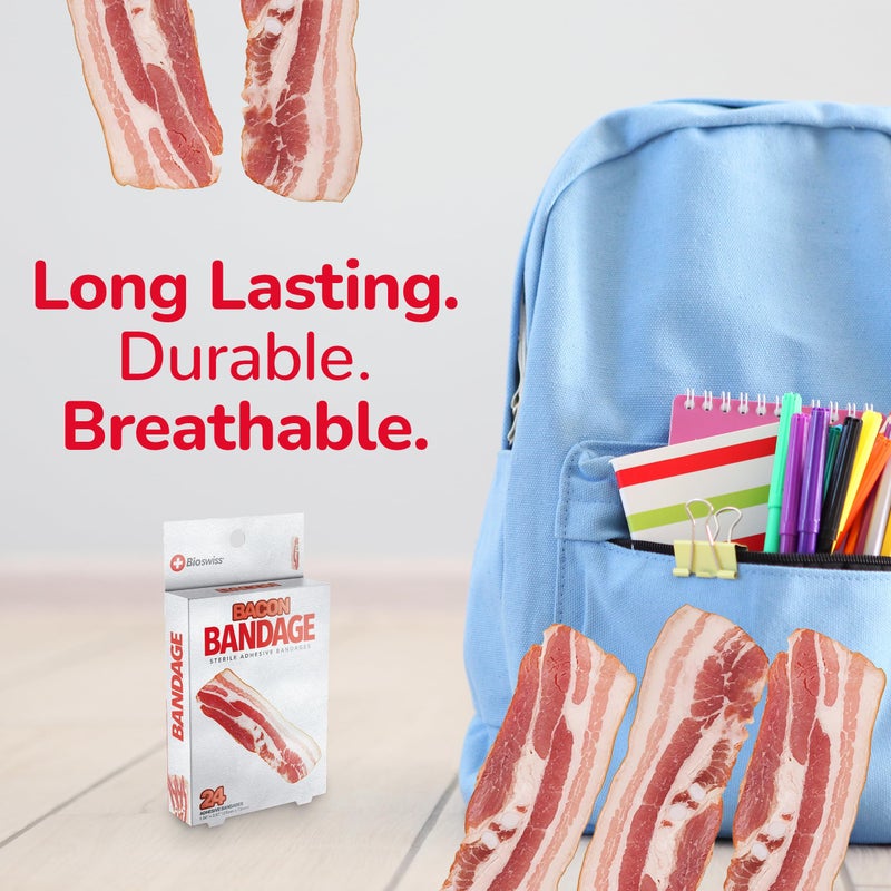 BioSwiss Bandages, Bacon Shaped Self Adhesive Bandage Set, Latex Free, Sterile Wound Care, 24 Count - Image 5