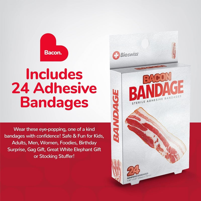 BioSwiss Bandages, Bacon Shaped Self Adhesive Bandage Set, Latex Free, Sterile Wound Care, 24 Count - Image 2