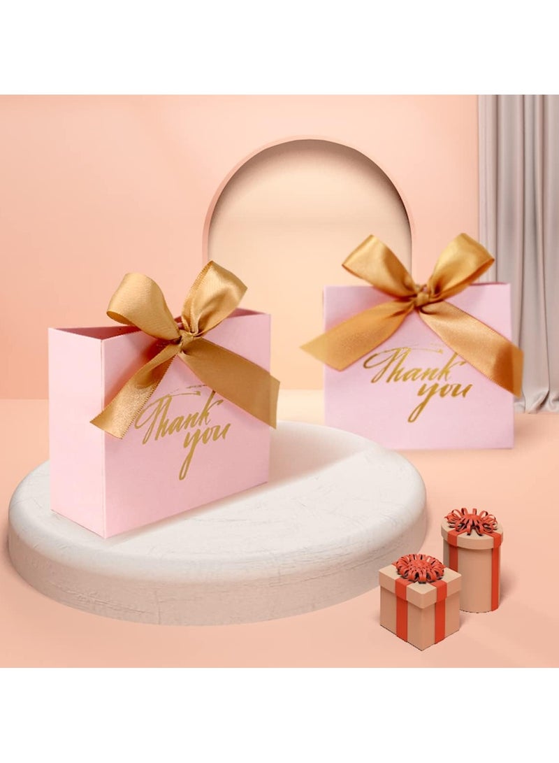SRLIWHITE 15 Pack Thank You Gift Bags with Ribbon, Small Party Favor Treat Bags, Premium Paper Gift Bags for Weddings, Baby Showers, Birthdays, Business Events (Pink) - Image 4
