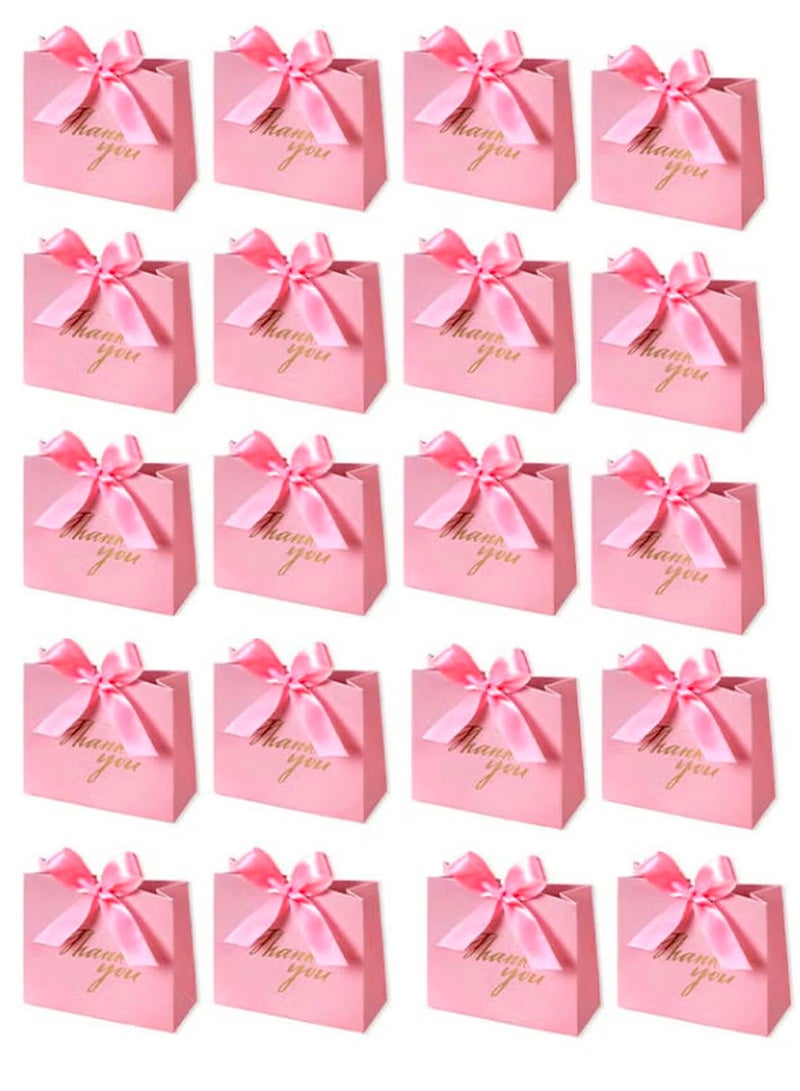 SRLIWHITE 15 Pack Thank You Gift Bags with Ribbon, Small Party Favor Treat Bags, Premium Paper Gift Bags for Weddings, Baby Showers, Birthdays, Business Events (Pink) - Image 1