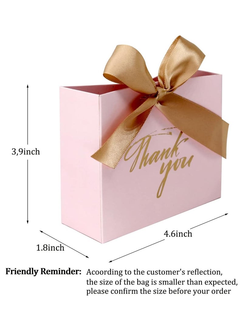 SRLIWHITE 15 Pack Thank You Gift Bags with Ribbon, Small Party Favor Treat Bags, Premium Paper Gift Bags for Weddings, Baby Showers, Birthdays, Business Events (Pink) - Image 3