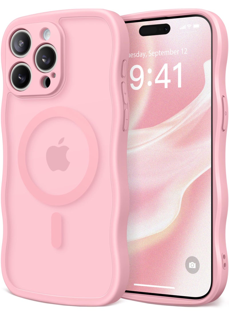كبرارو جراب لطيف لهاتف iPhone 14 Pro Max، متوافق مع MagSafe، [حافة متموجة مجعدة] [حماية كاملة للكاميرا] [حماية من الصدمات عند السقوط من ارتفاع 14 قدمًا] جراب هاتف مغناطيسي لهاتف 14 Pro Max مقاس 6.7 بوصة، وردي خوخي - Image 1