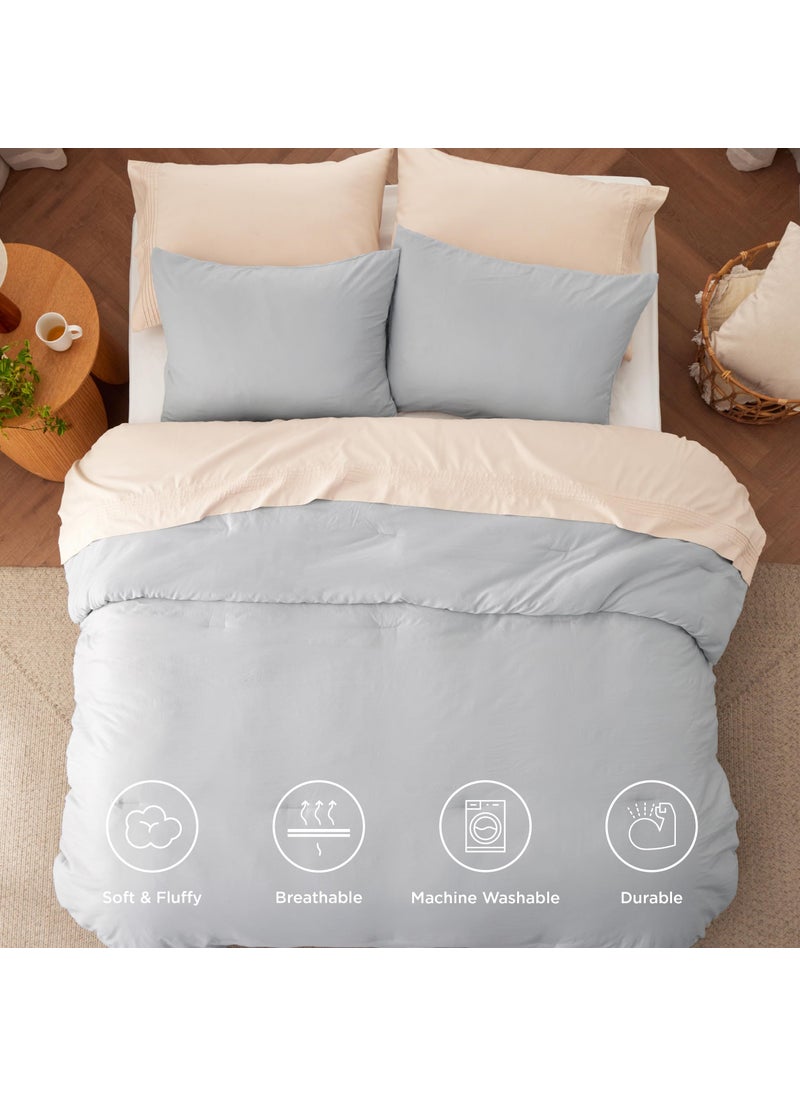 Bedsure Bedsure California King Comforter Set  Light Grey Soft Prewashed Bedding for All Seasons  3 Pieces GentleSoftDown Alternative Bed Set  1 Lightweight Comforter (104""x96"") and 2 Pillowcases (20""x36"")  - Image 4