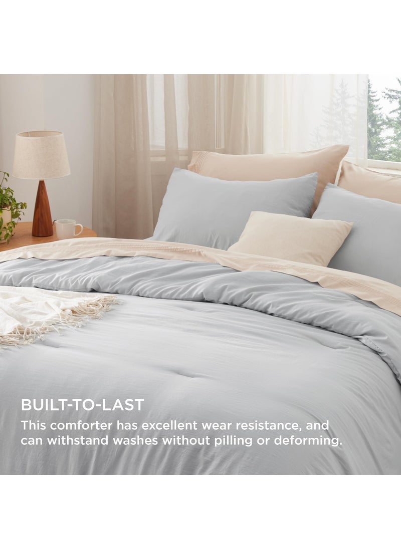 Bedsure Bedsure California King Comforter Set  Light Grey Soft Prewashed Bedding for All Seasons  3 Pieces GentleSoftDown Alternative Bed Set  1 Lightweight Comforter (104""x96"") and 2 Pillowcases (20""x36"")  - Image 3