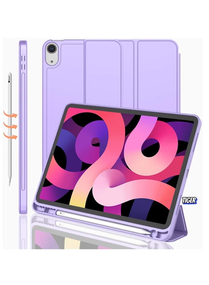 TIGER iPad Air 11 Inch Case M2 2024 – Compatible with iPad Air 5th/4th Generation (2022/2020) 10.9 Inch, Trifold Stand Smart Case with Pencil Holder, Purple - Image 1