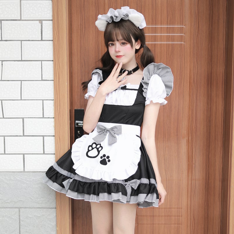 New Catwoman Maid Clothes Cosplay Plus Size Women Japanese Style Cute Maid Black And White Classic Maid - Image 4