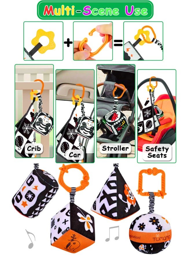 Chase Up 3 Pcs Black and White High Contrast Baby Toys, Newborn to 3 Months, Montessori Sensory Soft Book for Early Education, Infant Tummy Time Toys, Baby Gifts - Image 2