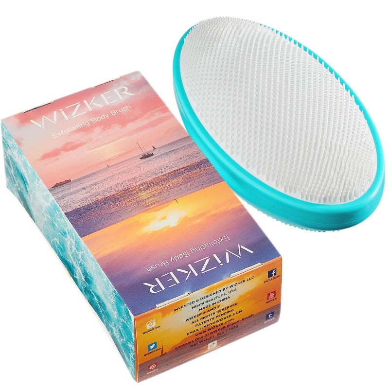 WIZKER Premium Ingrown Hair Exfoliating Brush Soft Firm Face Body Scrubber Sensitive Skin Exfoliator Prevents Razor Bumps Shave Laser Wax Epilation Dermaplaning Waterproof Mold Resistant