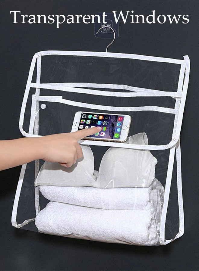 DUNISO 2pcs Clear Storage Bag for Bathroom, Waterproof Storage Organizer with Button and Hook, Clear Moisture Proof Dust Cover Bag Purse Organizer for Cloth Bags for Closet Hanging  - Image 4