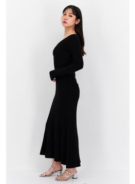 T Tahari Women Ribbed Maxi Dress, Black  - Image 3