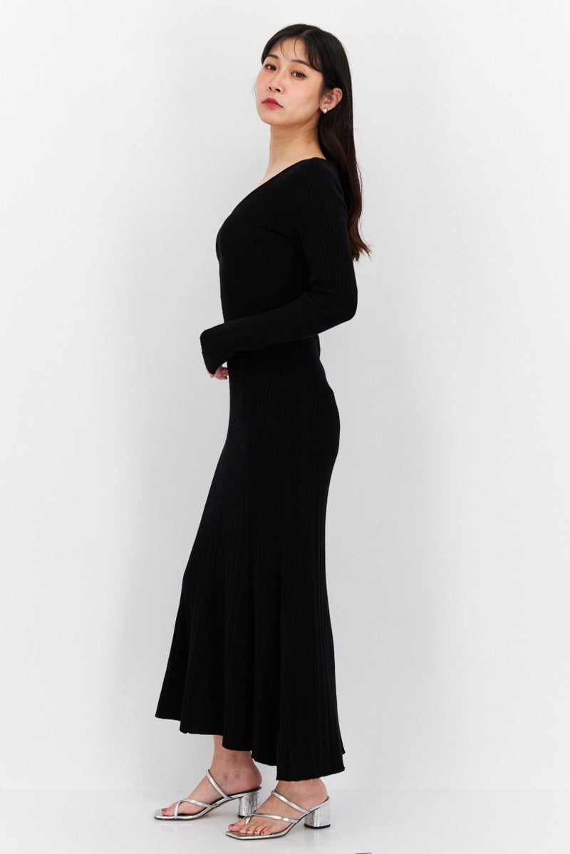 Tahari T Tahari Women Ribbed Maxi Dress, Black - Image 3