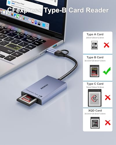 BENFEI CFexpress Type B Card Reader with USB 32 Gen 2 10Gbps USBCUSBA 2in1 Type B CFexpress Adapter Compatible with WindowsMacLinuxAndroidNot for XQD Card - Image 3