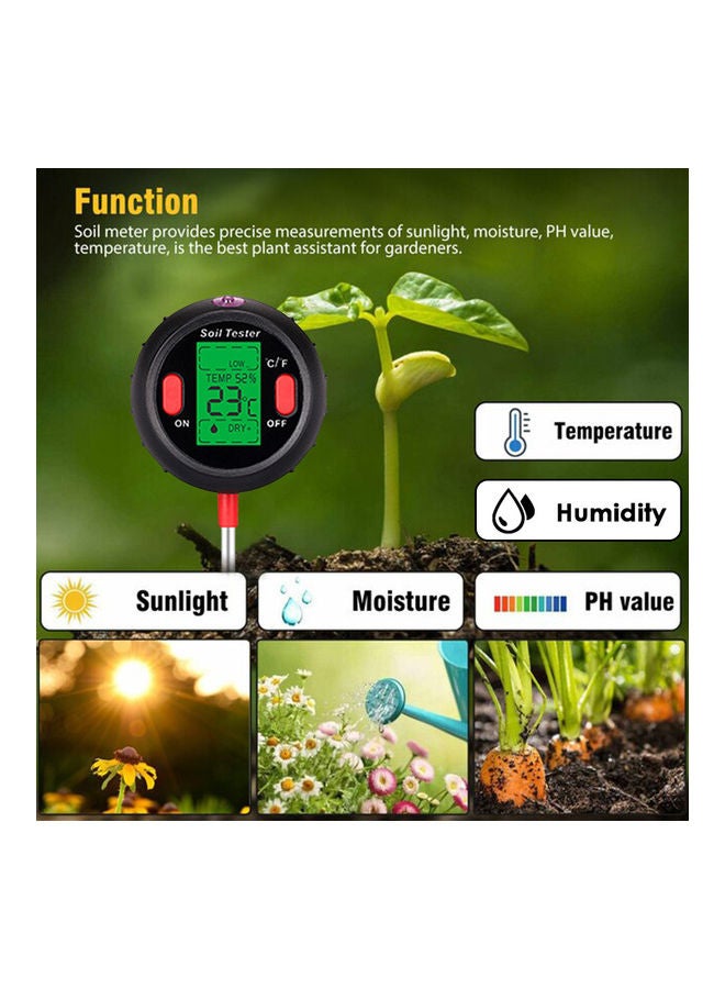 Generic 5-In-1 Digital Soil PH Meter Black/Red/Silver  - Image 2